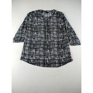 Abstract Blouse Woman's Medium Black White‎ Cottagecore Prairiecore GNW Stretchy